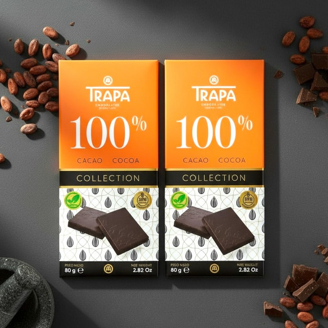 TRAPA 可可系列無糖巧克力 80克 兩入組, 80g, 2個