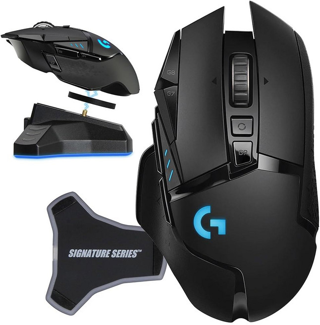 G502 X 플러스 광속 무선 게이밍 마우스 블랙 센서 25 600 DPI 13개의 프로그래머블 버튼 라이트포스 스위치 RGB 조명 PC / Mac 시그니처 시리즈, Black