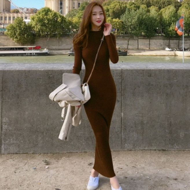 뉴욕멋쟁이 론리 골지 롱니트원피스