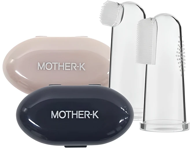 마더케이 실리콘 손가락 영유아 칫솔 2종 세트, 혼합색상, 2개입, 1세트 - 쿠팡