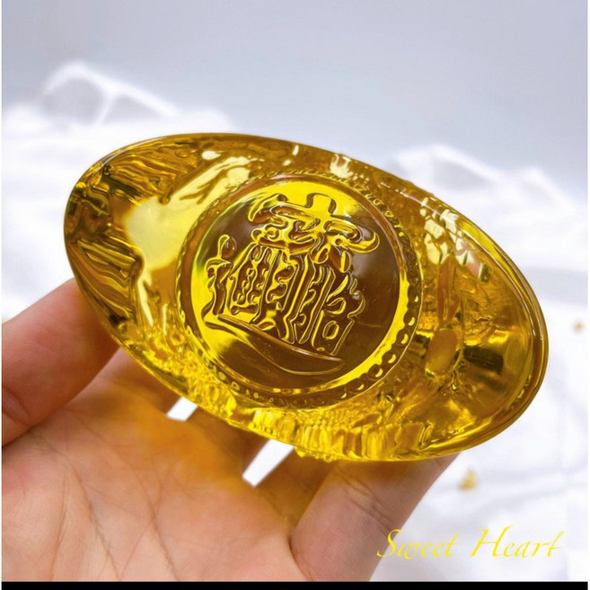 Sweet Heart 田芯開運 開運聚財進寶 琉璃元寶 金元寶, 1個, 龍紋元寶10cm 無燈 單一入,無開光