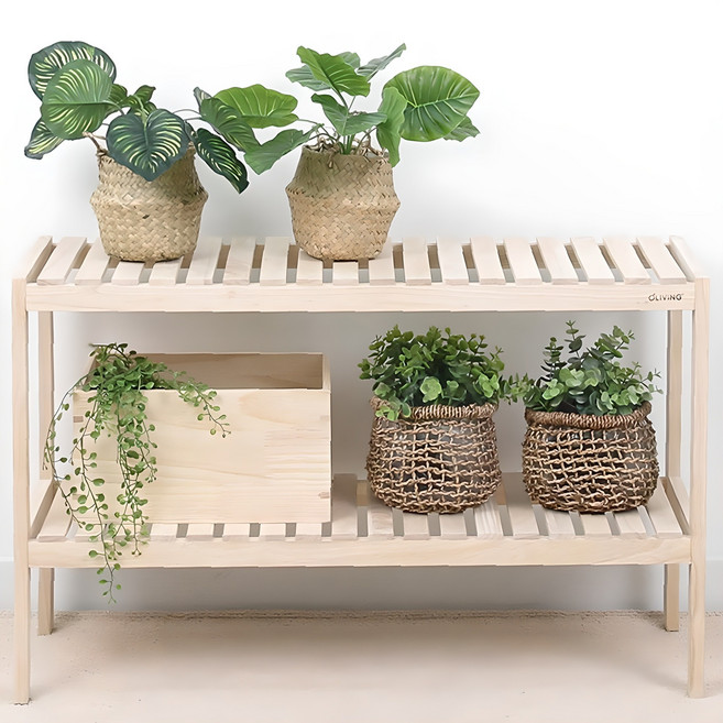 올리빙 원목 화분 신발장 다용도 정리대 선반 800, 2단