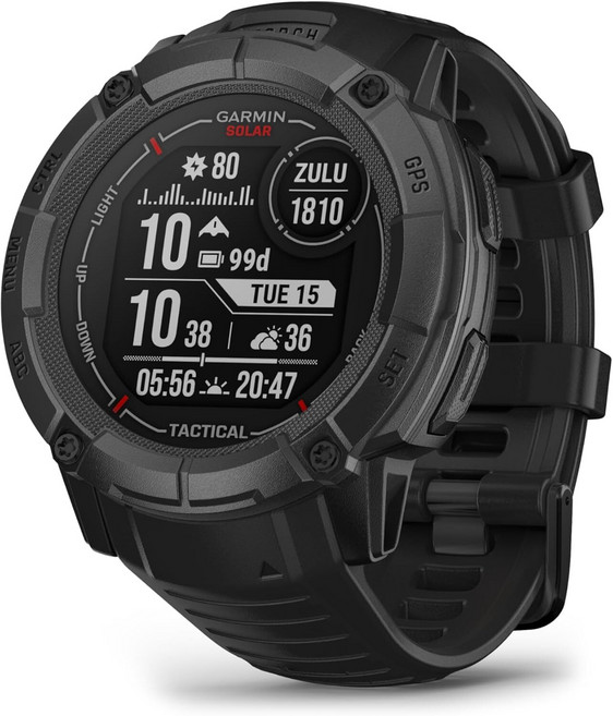 Garmin Instinct 2X Solar 택티컬 에디션 튼튼한 GPS 스마트워치 플래시라이트 탄도 계산기 태양광 충전 기능 블랙 (리퍼비시), 검정