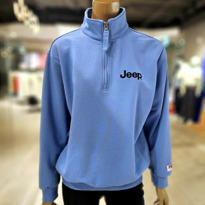 Jeep 남녀공용 반집업 자수로고 맨투맨 긴팔티셔츠