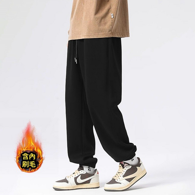 男生休閒棉褲 寬鬆直筒長褲 束腳褲