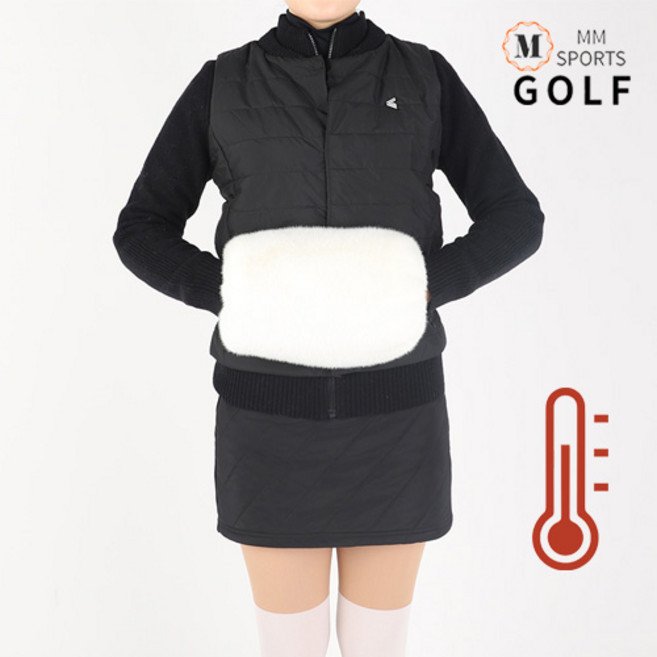 골프 남여공용 방한 파우치 페이크 핸드 워머 힙색, 블랙