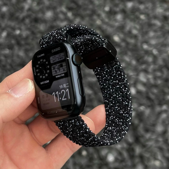 尼龍編織磁吸錶帶 適用 Redmi/小米手環, 繁星黑, 1個