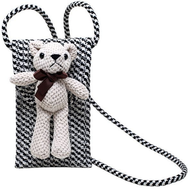 COSYEVNO 여성 가방 귀여운 곰돌이 짜임 동전 지갑