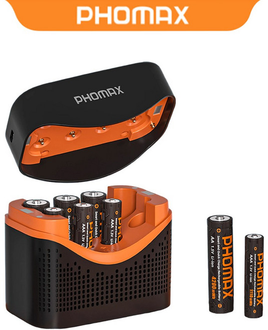 PHOMAX 고용량 1.5V 리튬 충전 건전지 충전기 포함 AAA 1110mWh+AA 4200mWh 8P 다용도 가정용 범용 호환 PH-LCD812, 1개, 1세트