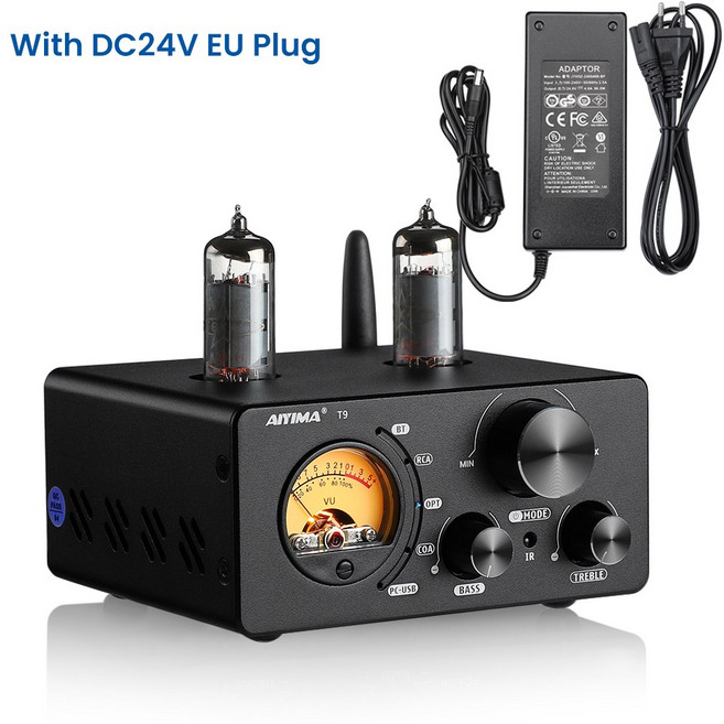 AIYIMA 오디오 T9 블루투스 5.0 진공관 앰프 USB DAC 스테레오 수신기 동축/OPT 하이파이 가정용 오디오 디지털 앰프 VU 미터 100w