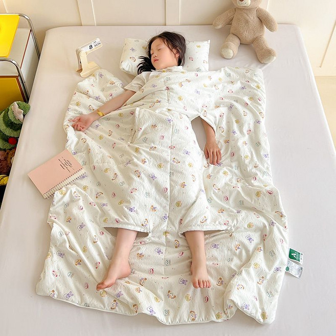 兒童夏季防踢被 寶寶護肚夏涼被 卡通空調被 薄被子褥, 1個, 瘋狂動物城150*200cm夾棉防踢被（6歲以上）