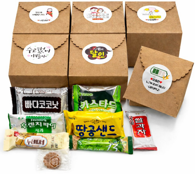 나나박스 어르신 미니 과자 간식 선물 세트 꾸러미 구디백, 1개, 8종