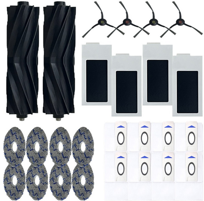 [호환] BNC INT 에코백스 디봇 T20 옴니 로봇 청소기 소모품 먼지봉투 더스트백 물걸레 필터 사이드 메인 브러쉬 세트, 1세트, 24개