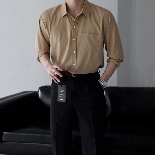 베이직바이블 남자 구김없는 셔츠 가을 정장 남성 빅사이즈 드레스 링클프리 와이셔츠 빅사이즈(10color)