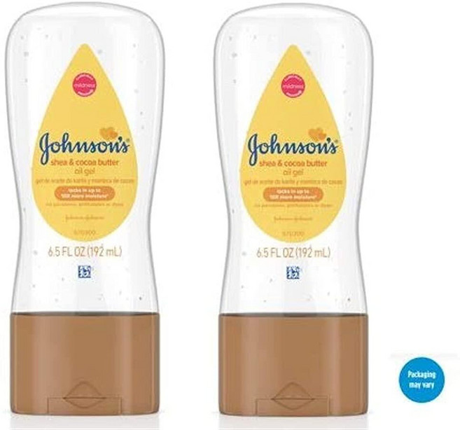 Johnsons 베이비 오일 젤 시어 & 코코아 버터 함유 190ml(6.5액량 온스) (2팩), Johnsons 베이비 오일 젤, 시어 & 코코아 버터