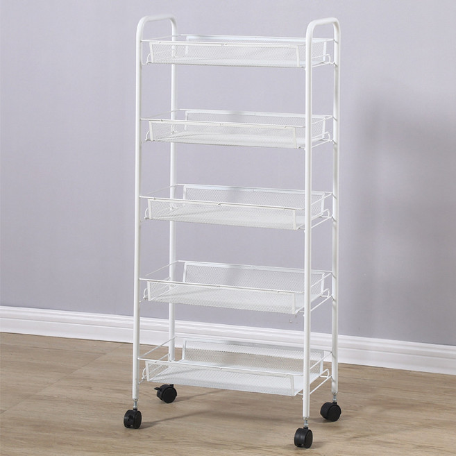 밀슨 튼튼한 이동식 트롤리 선반 철제, 5단