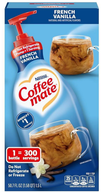 네슬레 커피메이트 크리머 프렌치 바닐라 농축 펌프 1.4kg, 1개, 1.5L, 1개, 1개입