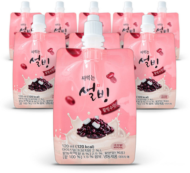짜먹는 설빙 팥빙수맛 120mlx 9개입_아이스크림, 9개, 120ml
