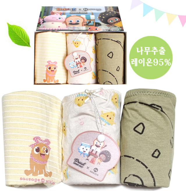 new크리미 여아사각팬티 3매 여아 속바지 초등 유아팬티세트