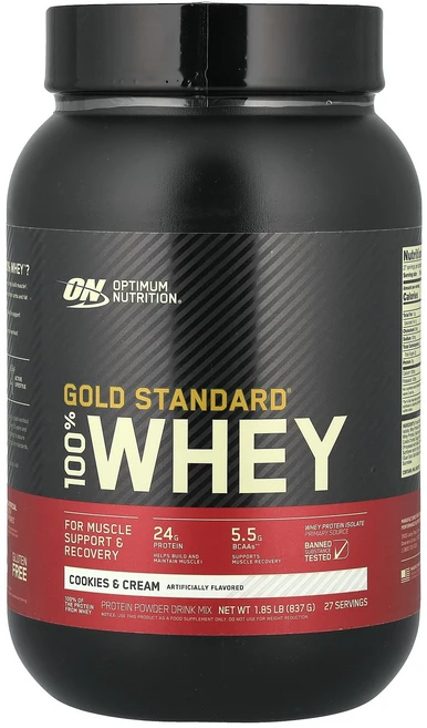 옵티멈 뉴트리션 Optimum Nutrition Gold Standard® 100% Whey Cookies & Cream 1.85 lb 837 g, 1개, 837g - 쿠팡