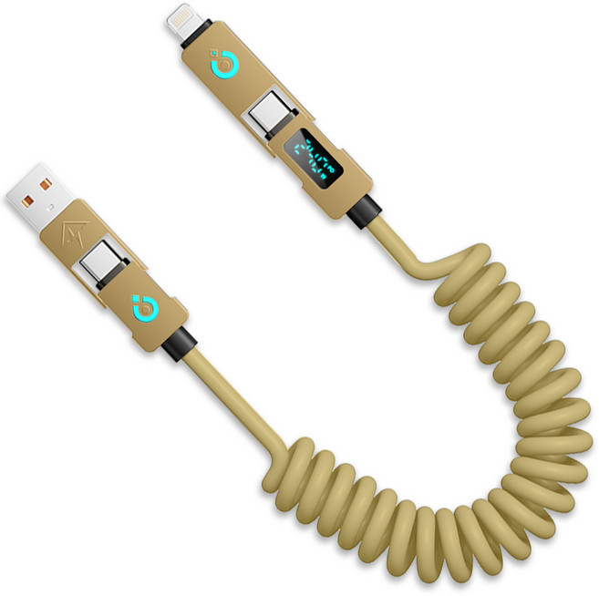 240W 4in1 데저트 스프링 데이터 고속충전 케이블, 1개, 베이지, 1.5m