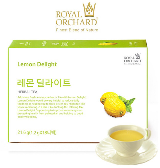 로얄오차드 레몬 딜라이트 레몬밤 다이어트에 좋은 티 추천 티백 18개입, 1개, 1.2g