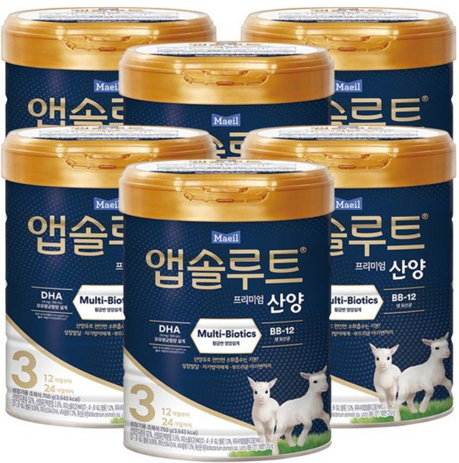 앱솔루트 플래티넘 산양 분유 3단계(12~24개월), 750g, 6개