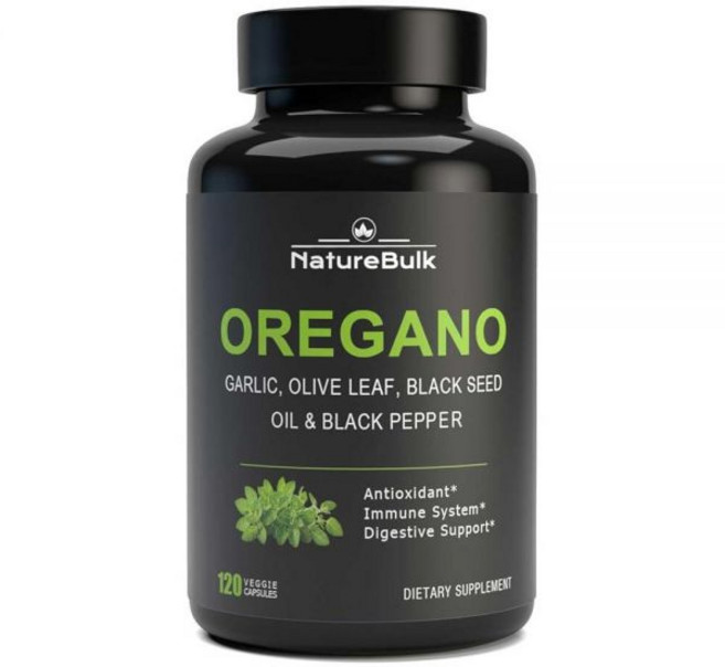 NATUREBULK 오레가노 오일 추출물 마늘 추출물 올리브 잎 흑후추 함유 - 면역 지원 및 소화 건강을 위한 보충제 캡슐 120캡슐, NATUREBULK 오레가노 오일 추출물, 마늘 추출물, 1개, 120정
