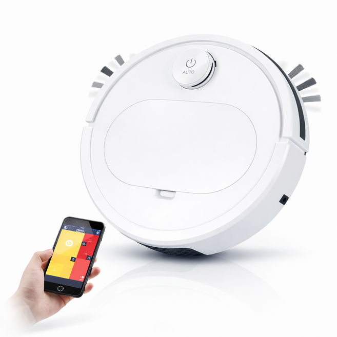 BUYU 스마트 로봇청소기 앱제어 자동청소 흡입 물걸레 겸용 무선 가정용 청소기, 화이트, ES350