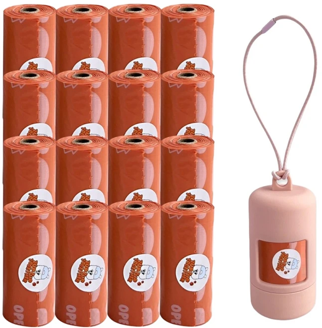 줍줍 강아지 배변봉투 풉백 똥봉투 똥츄 생분해 240매, 코랄오렌지, 1세트, 240개입 - 쿠팡