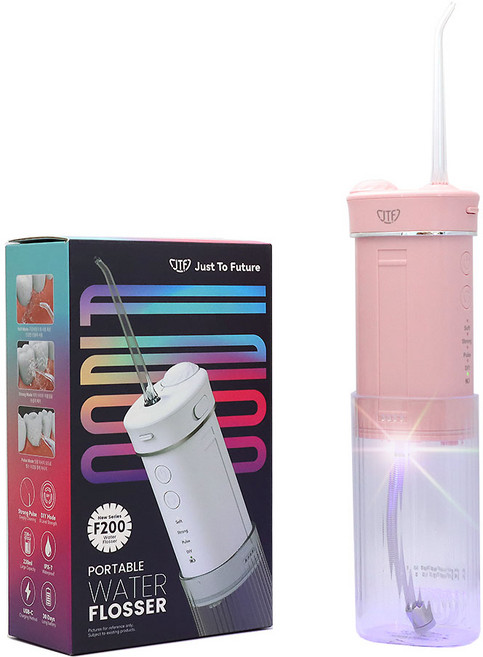 JTF F200 휴대용 구강세정기 UV살균 맥동수압 사용자 맞춤모드 5개 세정팁, F200 핑크