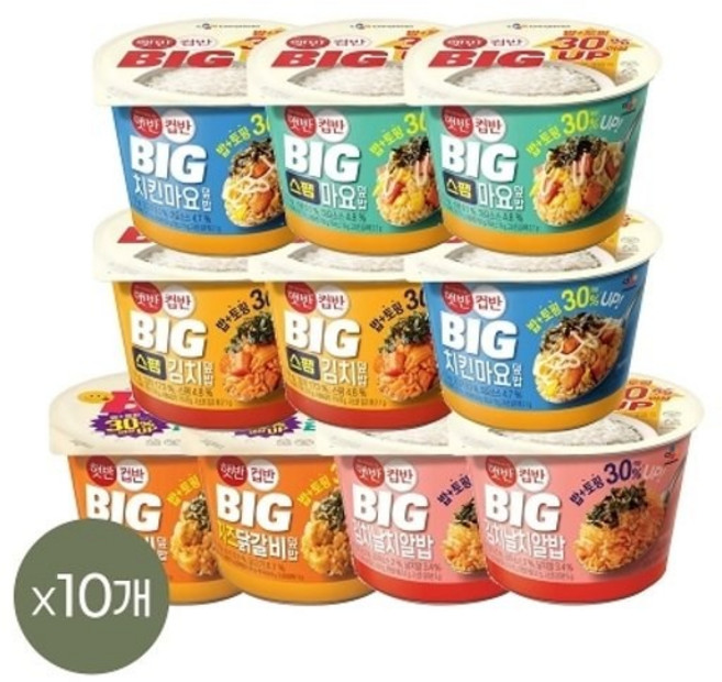 햇반 컵반 BIG 덮밥세트 10개 치킨마요x2+스팸마요x2+스팸김치x2+김치날치x2+치즈닭갈비x2, 1개