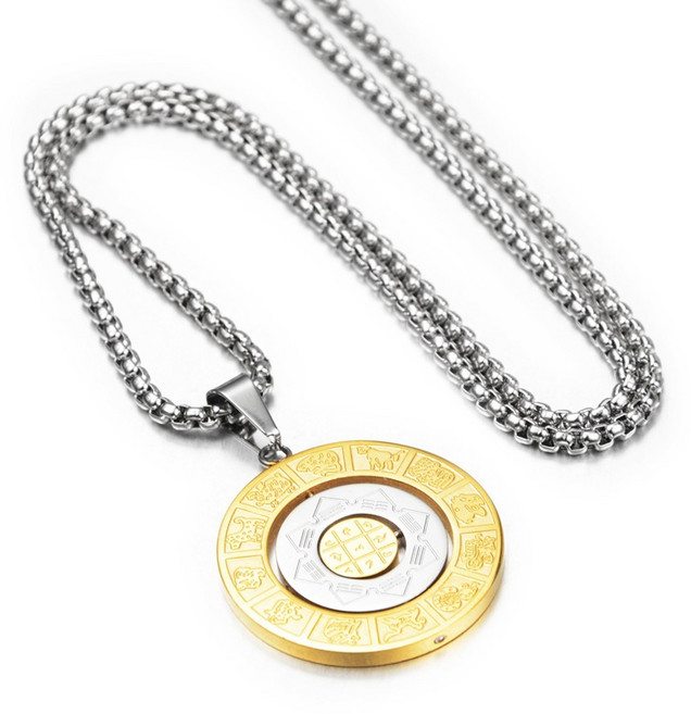 호이고고 12지 중간회전 육자진언 써지컬스틸 패션 행운 목걸이