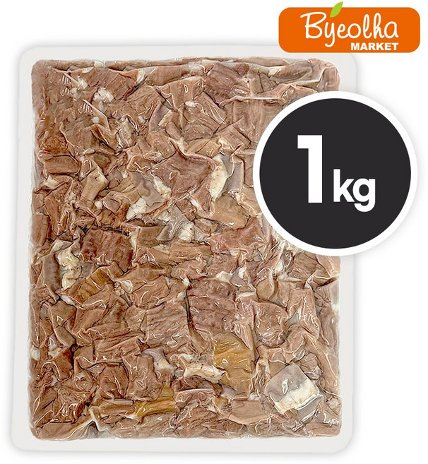 춘풍접객 삶은 돼지곱창 슬라이스 1kg 국밥용 돼지소창 냉동 절단 구이용 업소용 식당용, 1개