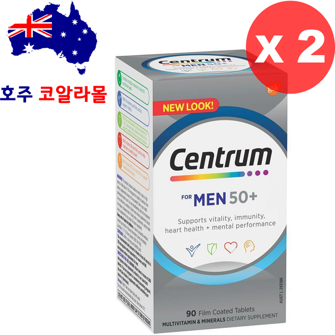 호주코알라몰 센트룸 실버 포맨 남성 50세이상 Centrum Silver 90정, 2개