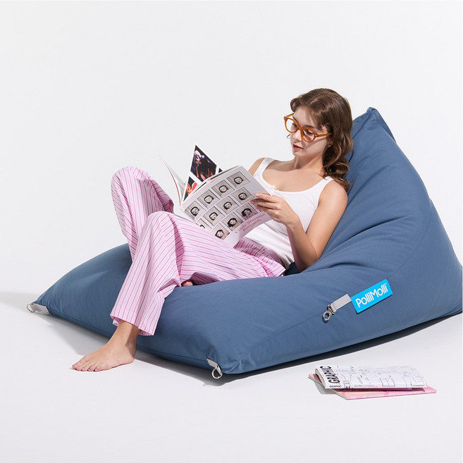 폴리몰리 701P 1인용 대형 빈백 소파 거실 야외 방수 의자 (풋스툴 별도), 슬래이트 블루, 1개