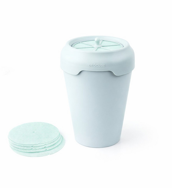 데오큐브캣 소모품비 0원 일반봉투 사용 냄새 잡는 고양이 배변쓰레기통 세트, 1개, 민트그레이