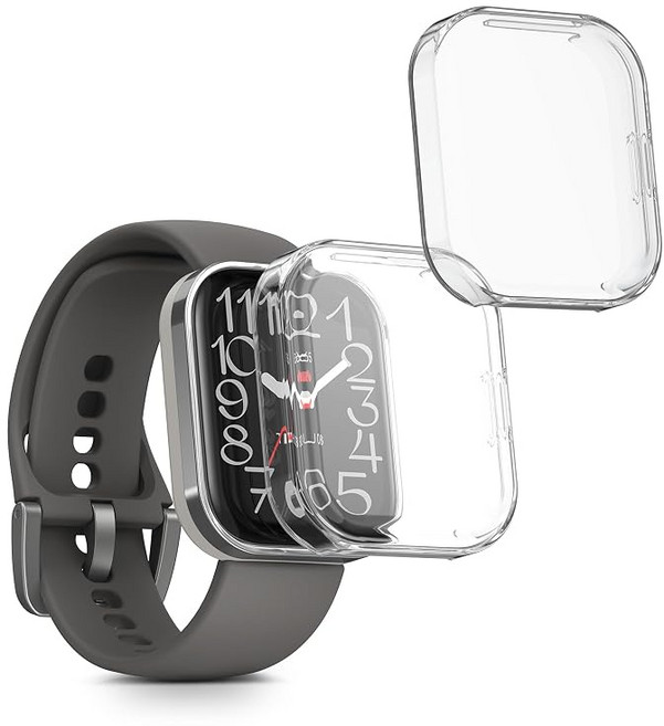 kwmobile 2x 케이스 22mm Amazfit Bip 6 / 5 Unity/Bip GTS 3 Balance 2 Helio Strap 대응 커버 - 풀 커버 실리콘 내충격 전체, 1개, 상세페이지 참조