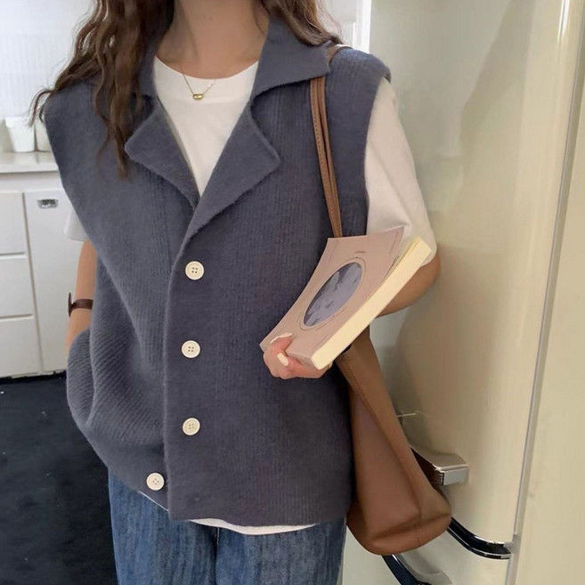 모아유 여성 니트조끼 모음 브이넥 울 베스트 꽈배기 봄가을겨울