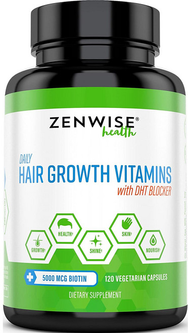 Zenwise Health DHT Blocker와 함께하는 하루 모발 성장 비타민 베지 캡슐 120정, 1개