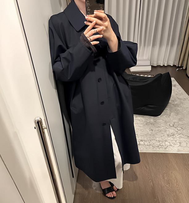 日系文藝風衣外套 女裝外套 中長款風衣 小個子顯高 春秋季新款 高級感設計 寬鬆版型 氣質百搭 2026早春必備