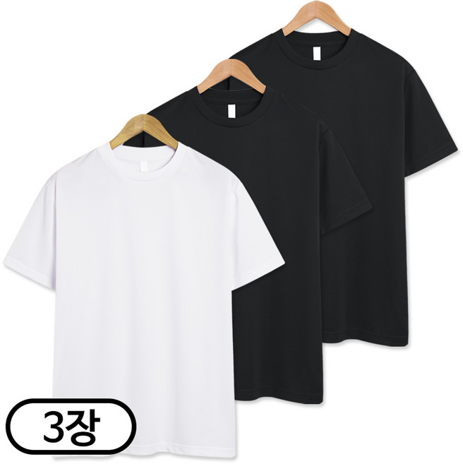 3장 세트 드라이 라운드 쿨티셔츠 남녀공용 기능성 반팔티 냉감 반팔 반팔티 (SCC5274PT)