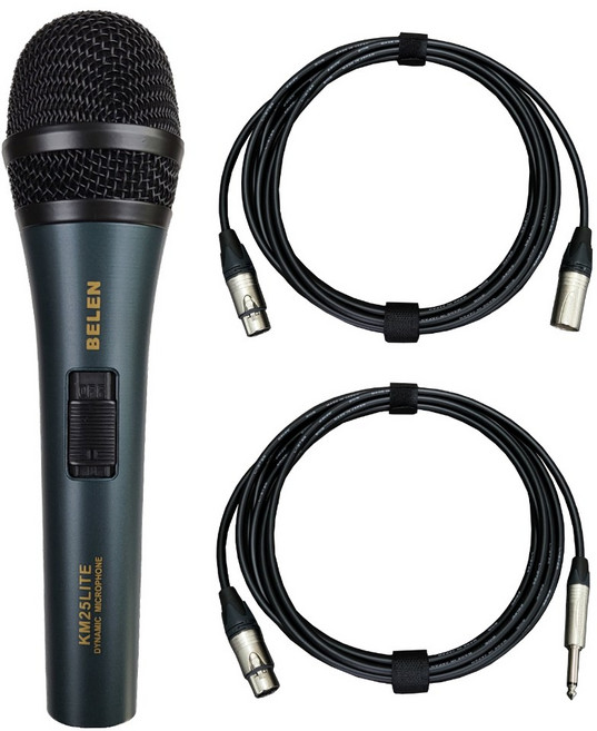 BELEN KM25LITE + 고급형 마이크선 5m 보컬용 스피치 유선마이크 버스킹 야외공연 강사 레크레이션