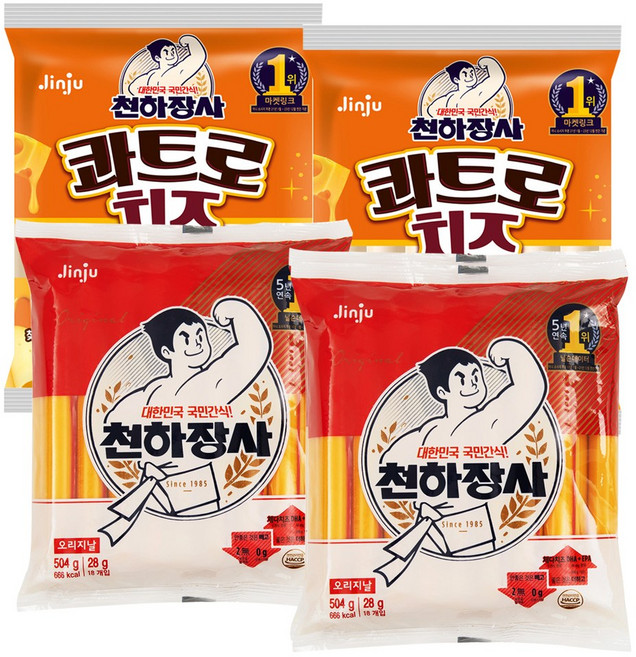 천하장사 소세지 오리지날 504g X2봉+치즈 448g X2봉, 4개