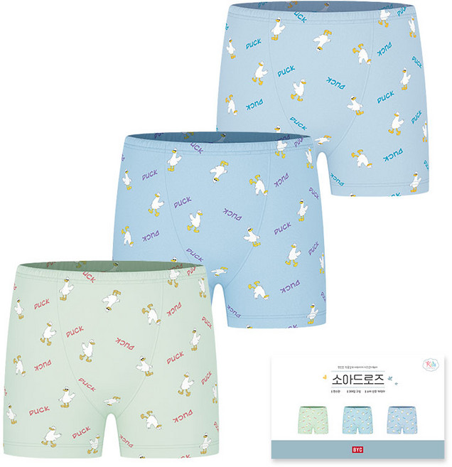 BYC 귀여운 오리 남아 드로즈 팬티 3매입