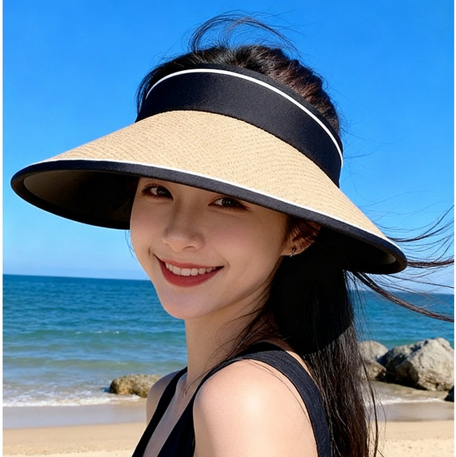 리모엔 여성 자외선차단 돌돌이 라탄 데일리 썬캡