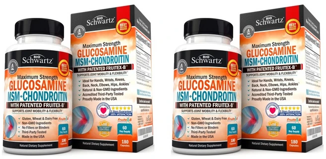 바이오슈바르츠 글루코사민 콘드로이친 MSM 180캡슐 x2, 180정 - 쿠팡