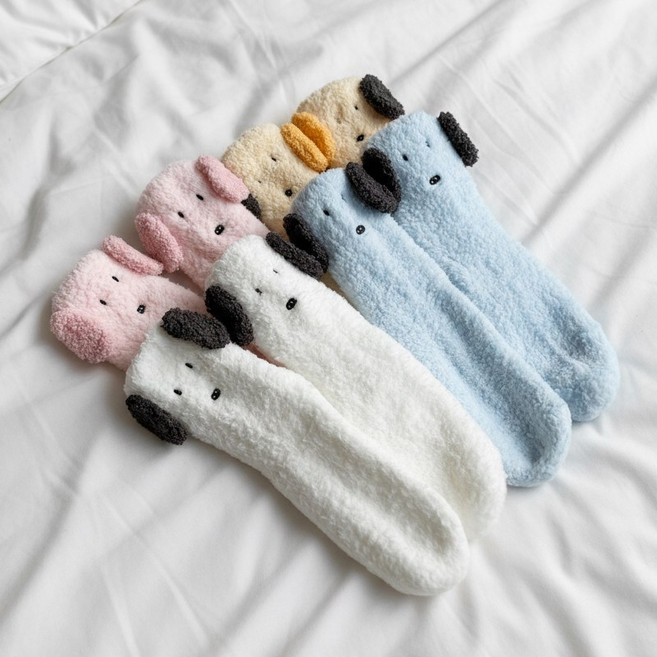 멍뭉이 여성 수면 양말 임산부 무압박 양말 미끄럼방지 장목