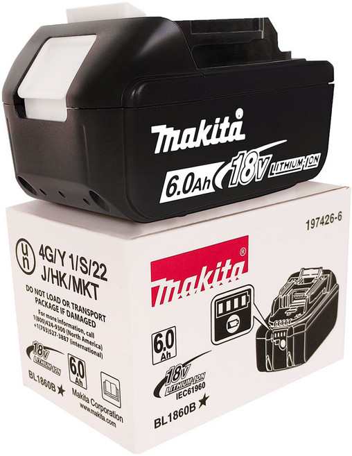 마끼다 18V 6.0Ah 정품 리튬이온배터리 BL1860B, 1개