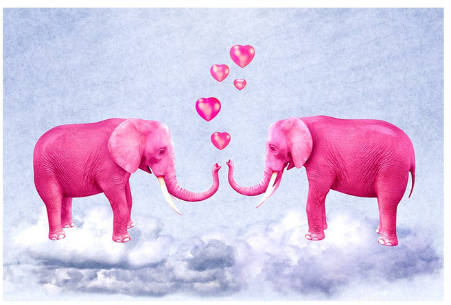 코끼리 캔버스 액자 애정운 금전운 명예운 풍수 인테리어, 02. 구름 위 핑크코끼리